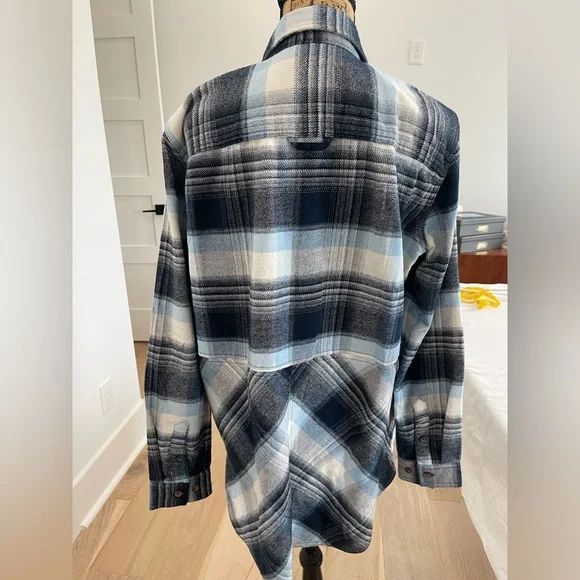 Woman’s Duluth Trading Co Folklore Blue Plaid Flannel Shirt - Picture 3 of 5